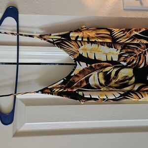 White Birch Yellow and Black Leaf Pattern Dress